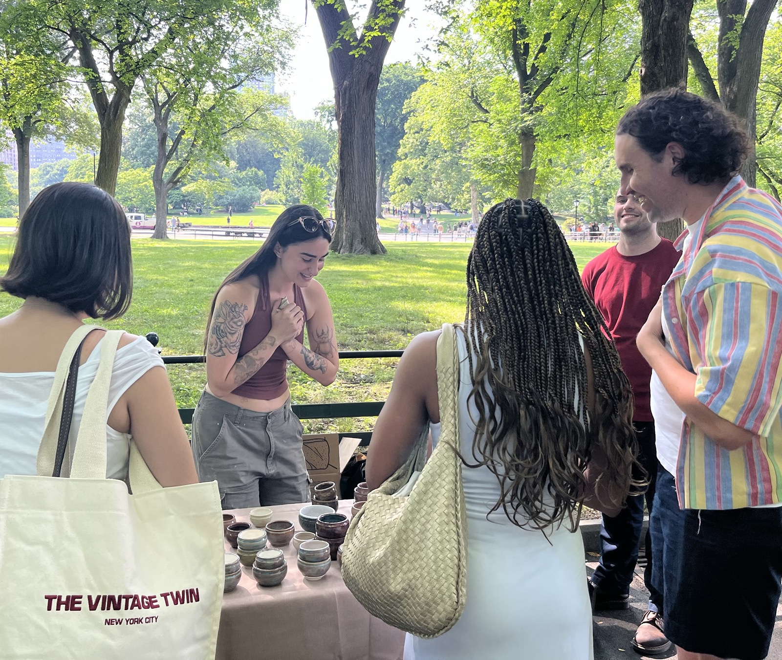 Alex selling her ceramics in Central Park